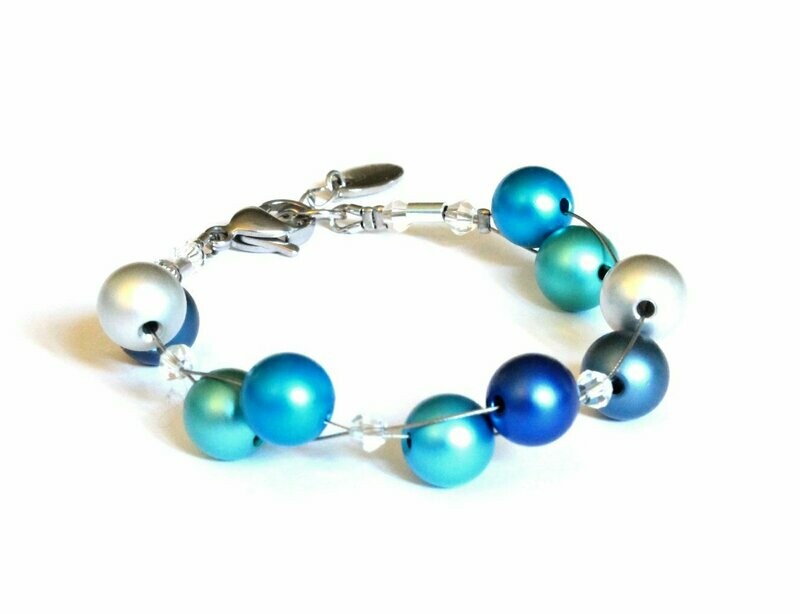 Meeresblaues Aluminium Perlen Armband