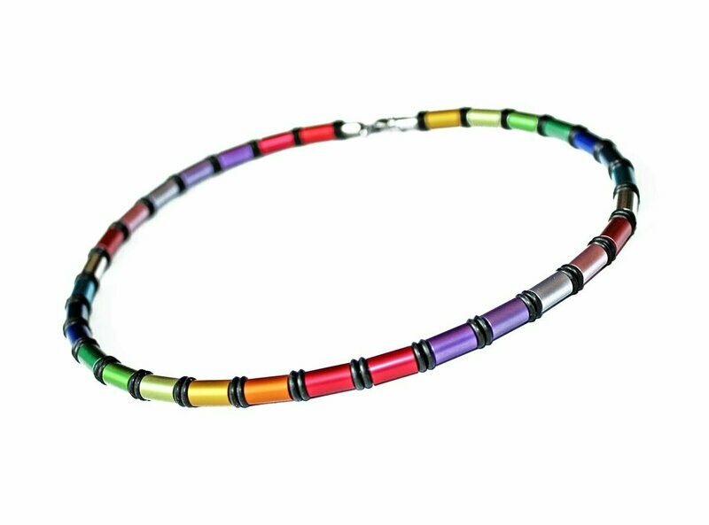 Regenbogen Aluminium Surfer Style Collier / Halskette