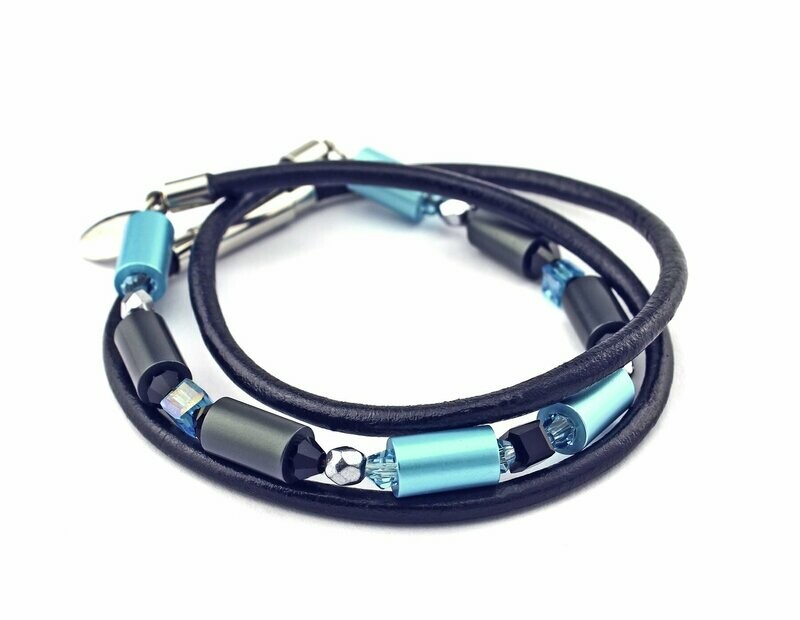 Wickelarmband Twist in Anthrazit & Türkis