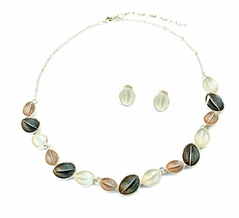 Zartes Schmuckset "Muschel" in Grau & Beige