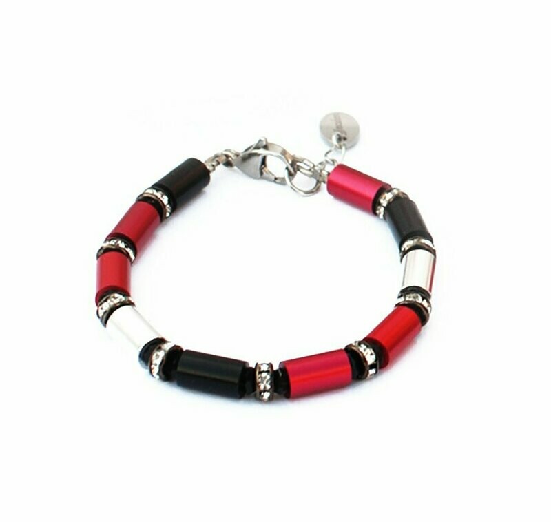 Aluminium Armband "Passion"
Rot & Schwarz mit Strass