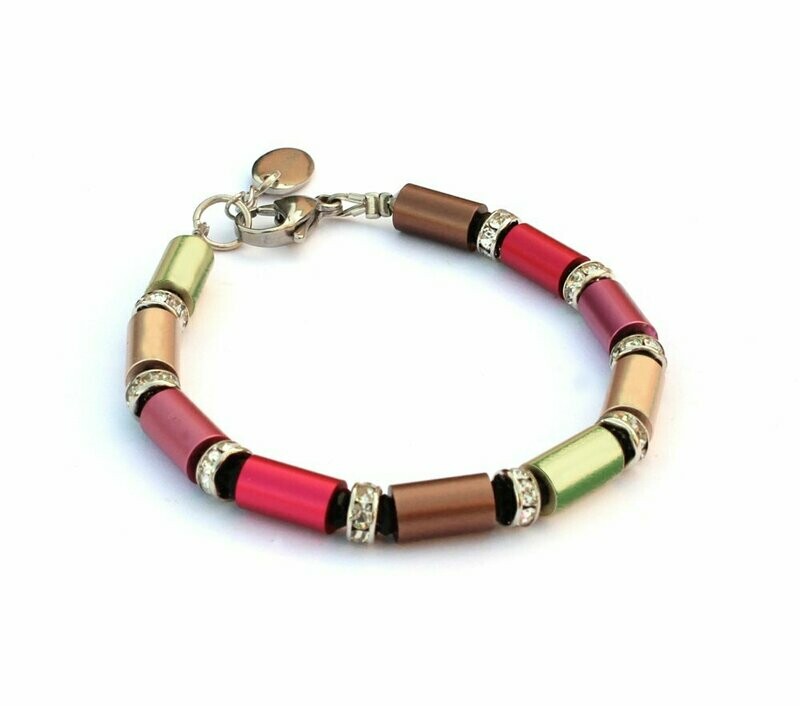 Aluminium Armband in warmen Herbstfarben mit Strass