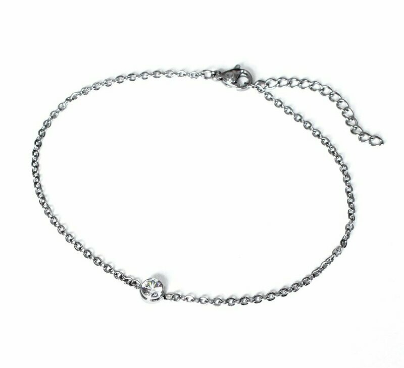 Edelstahl Fusskettchen "Crystal"