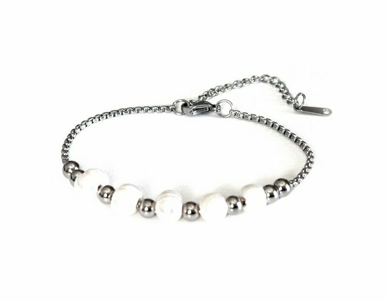 Edelstahl Armband oder Fusskettchen "Pearls"