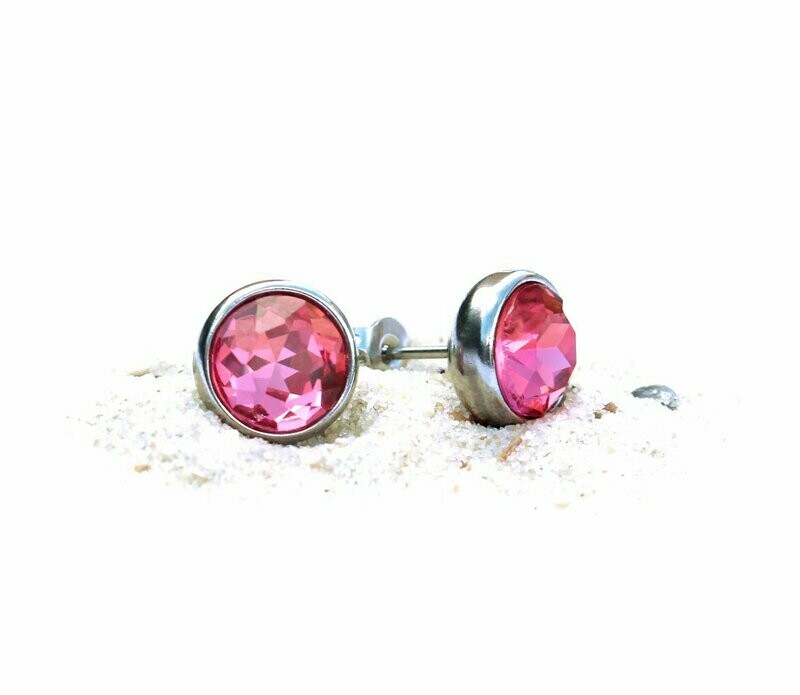 Edelstahlohrstecker mit Swarovski-Elementen "Fuchsia"