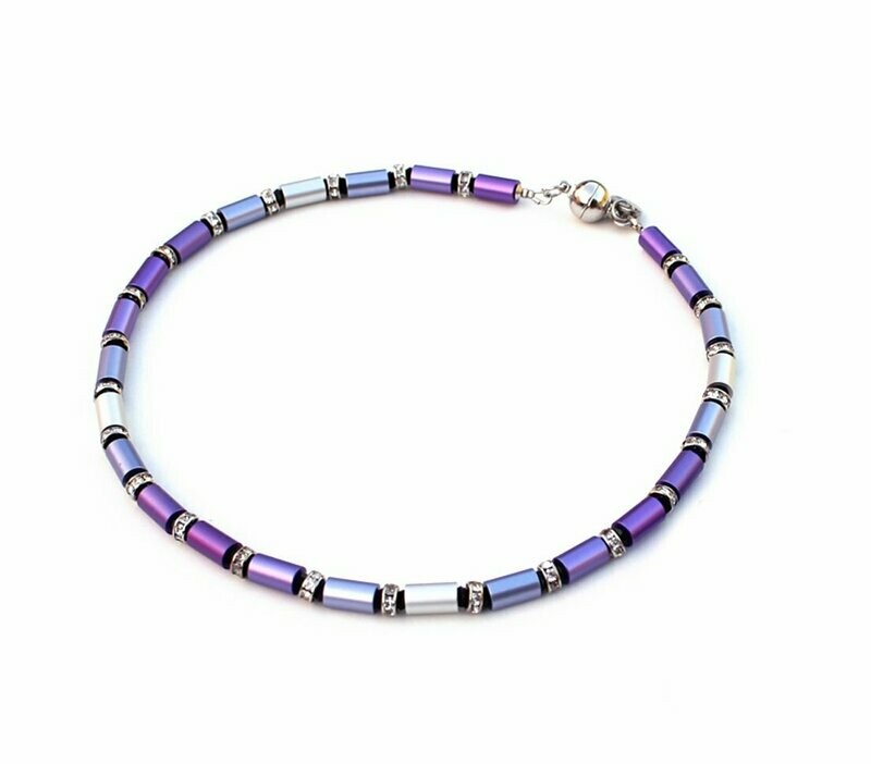 Halskette / Collier "Purple" - Lila mit Strass