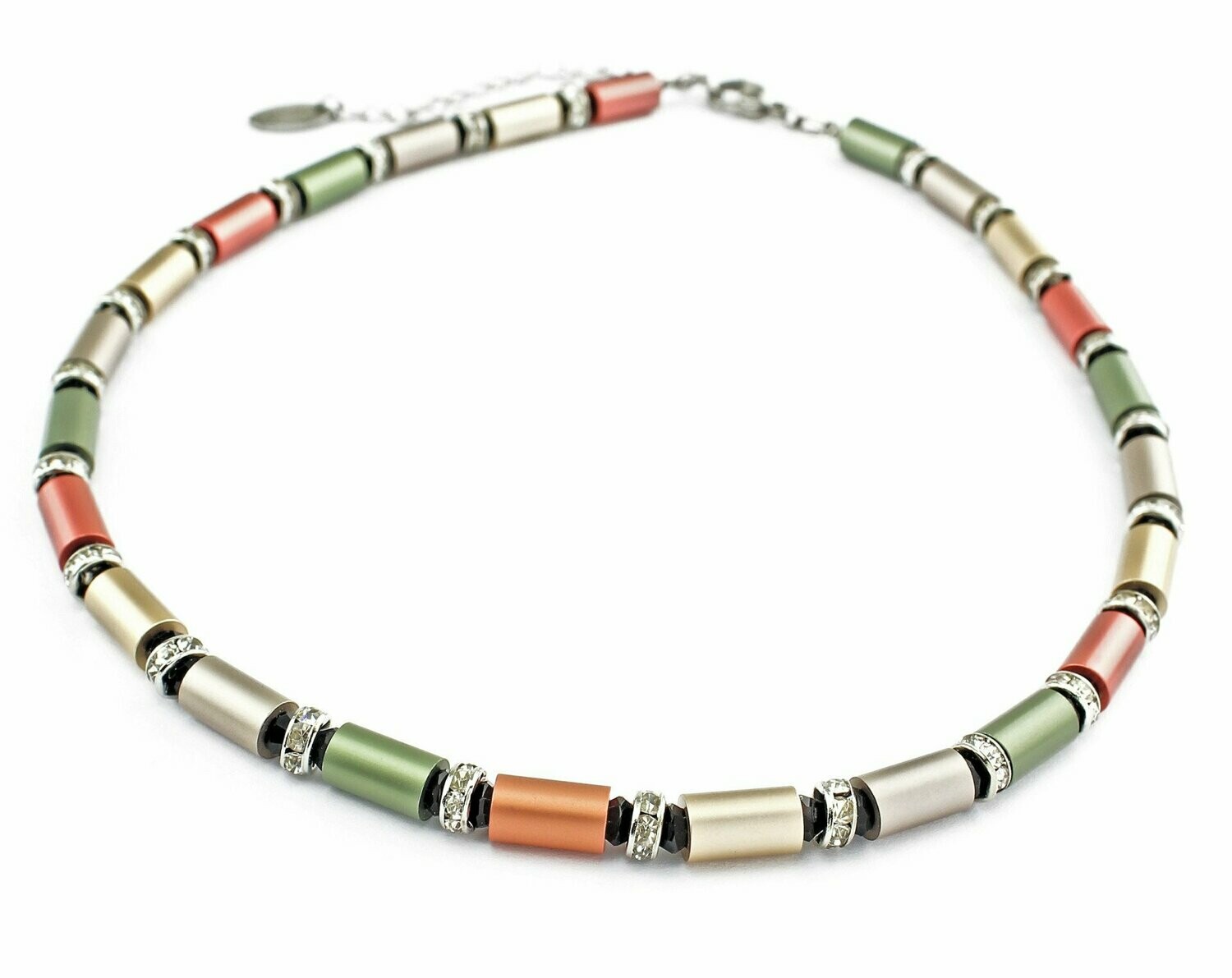 Aluminium Halskette "Lilly" Kupfer & Sand mit Strass