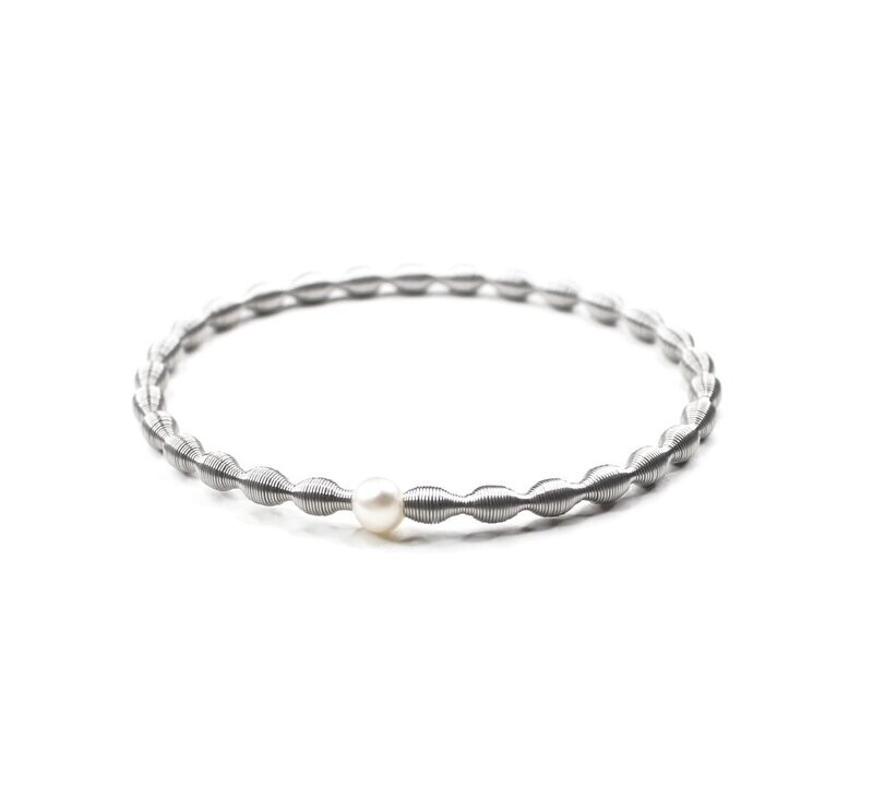 Edelstahl Stretch Armband mit Naturperle