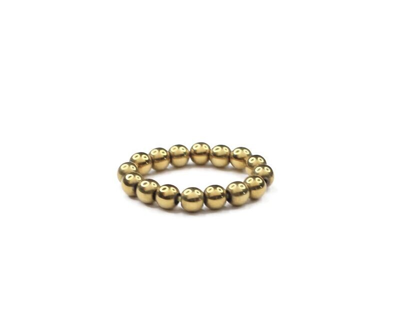 ​Trendiger Hämatit Stretch Ring in Gold