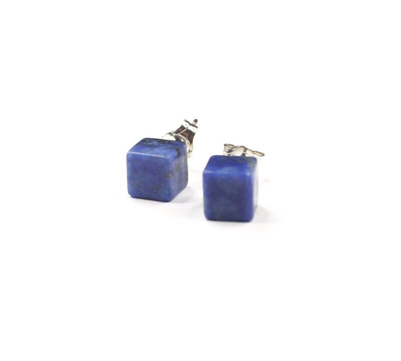 Edle Würfel Ohrstecker Lapis Lazuli