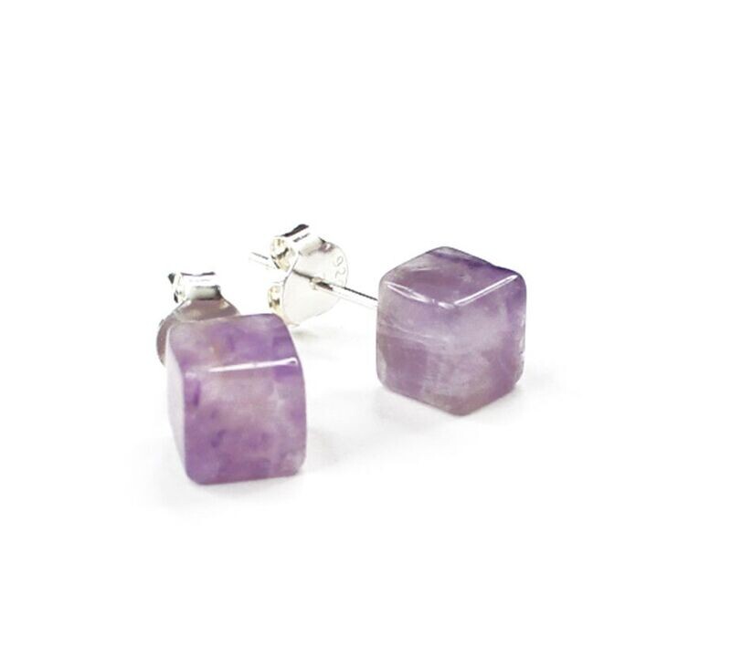 Edle Würfel Ohrstecker Amethyst