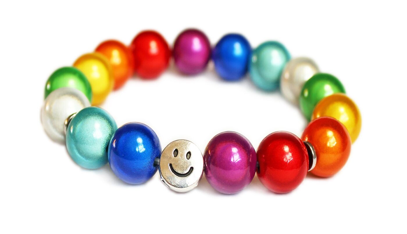 Elegantes Miracle Beads Armband Rainbow mit Smiley