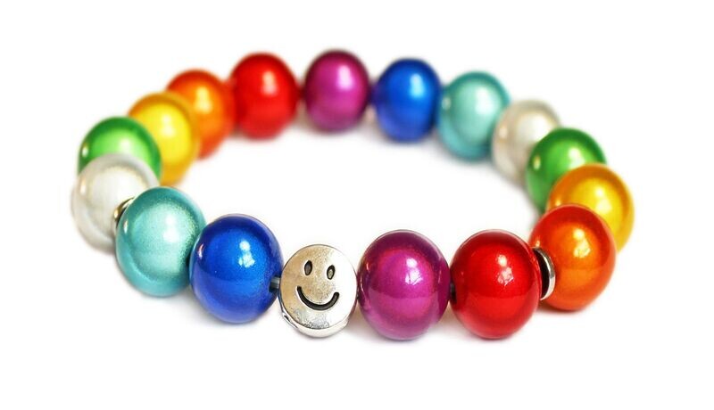 Elegantes Miracle Beads Armband Rainbow mit Smiley