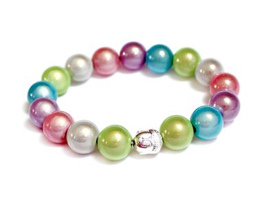 Edles Miracleperlen Armband in leuchtenden Pastelfarben mit Buddha Element