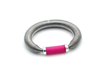 Edelstahl Stretch Ring mit Kautschuk in Magenta