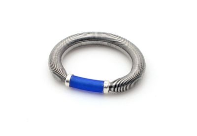 Edelstahl Stretch Ring mit Kautschuk in Royalblau