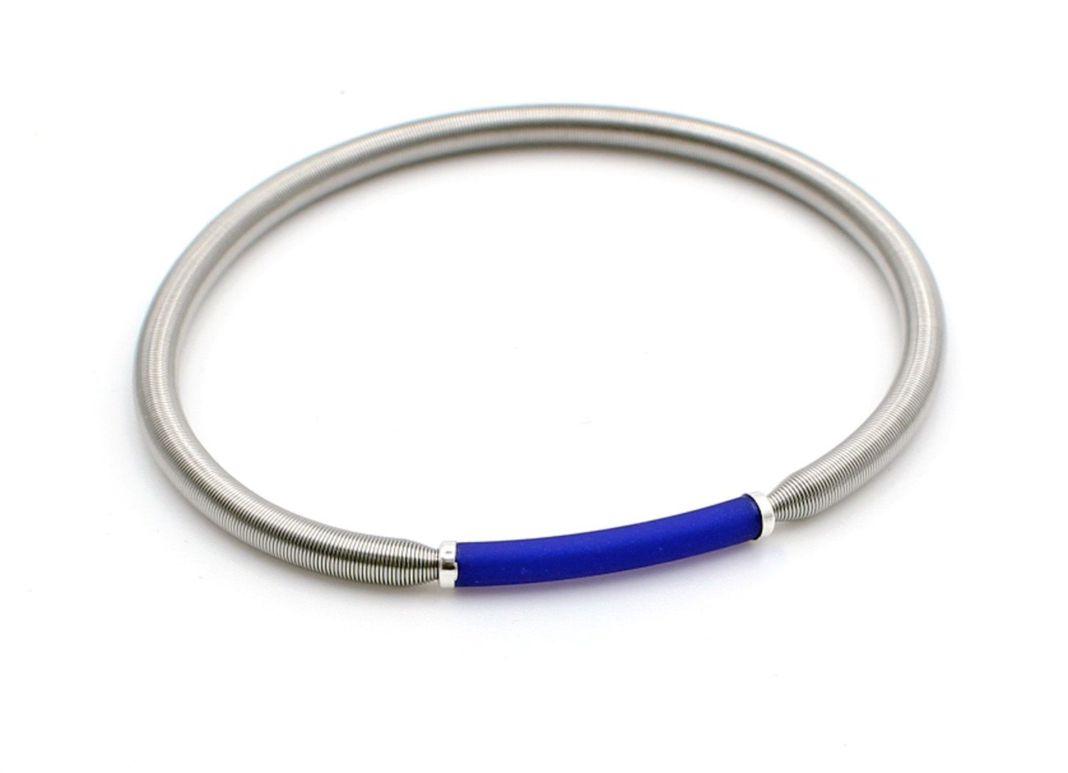 Edelstahl Stretch Armband mit Kautschuk in leuchtendem Royalblau