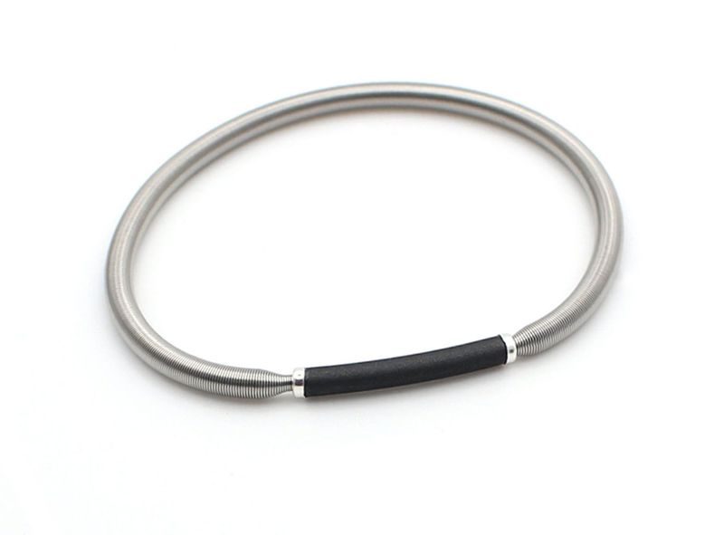 Edelstahl Stretch Armband mit Kautschuk in schlichtem Schwarz