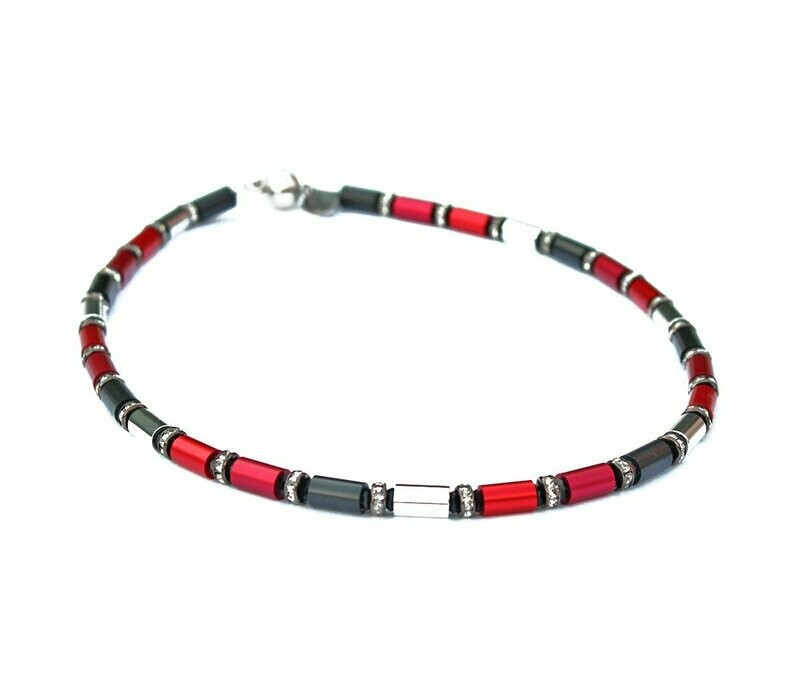 Halskette / Collier "Passion" - Rot & Schwarz mit Strass