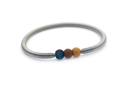 Edelstahl Stretcharmband mit farbigem Lavastein: Dunkelbraun, Terracotta & Ocker | Elegant & Kraftvoll