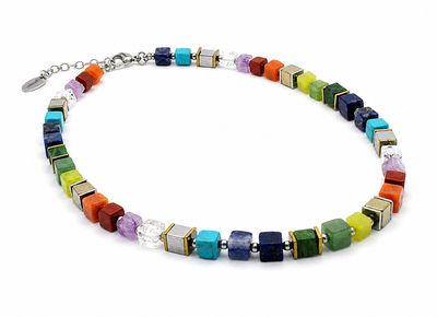 Regenbogenkette aus Natursteinen – Lapis Lazuli, Türkis, Amethyst & Bergkristall Regenbogenkette aus Natursteinen – Lapis Lazuli, Türkis, Amethyst & Bergkristall
