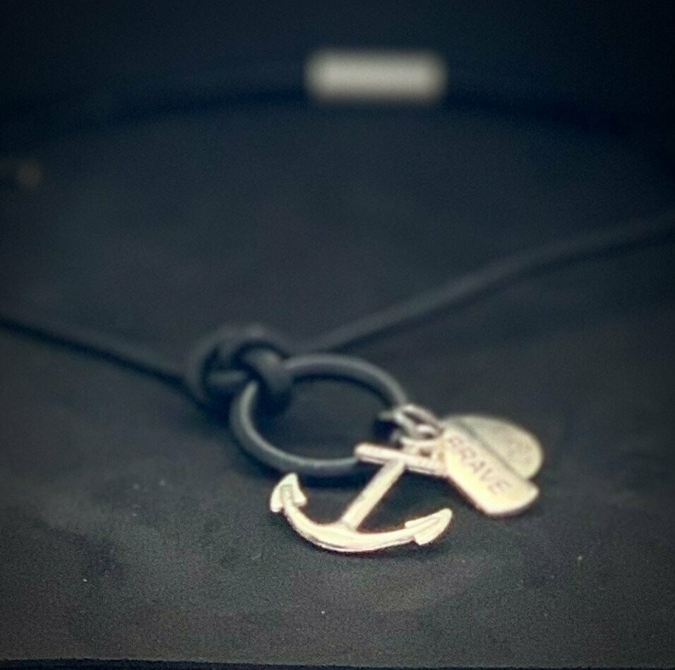 Mens Leather Anchor Chain