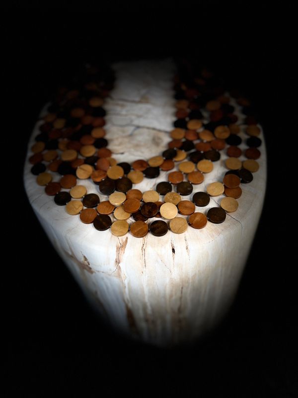 Layered wood bead necklace/chestlace
