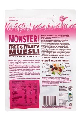 6 x 500g - Gluten Free - Muesli - Free &amp; Fruity