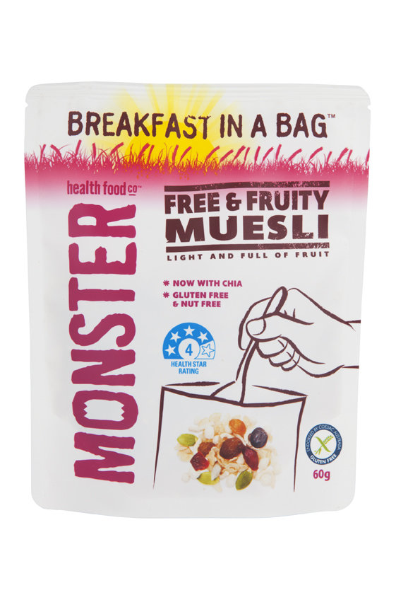 10 x 60g - Gluten Free muesli - Breakfast in a Bag - Free &amp; Fruity