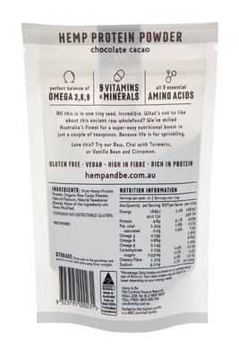 HEMP &amp; be - Hemp Protein Powder - Chocolate Cacao - 100g