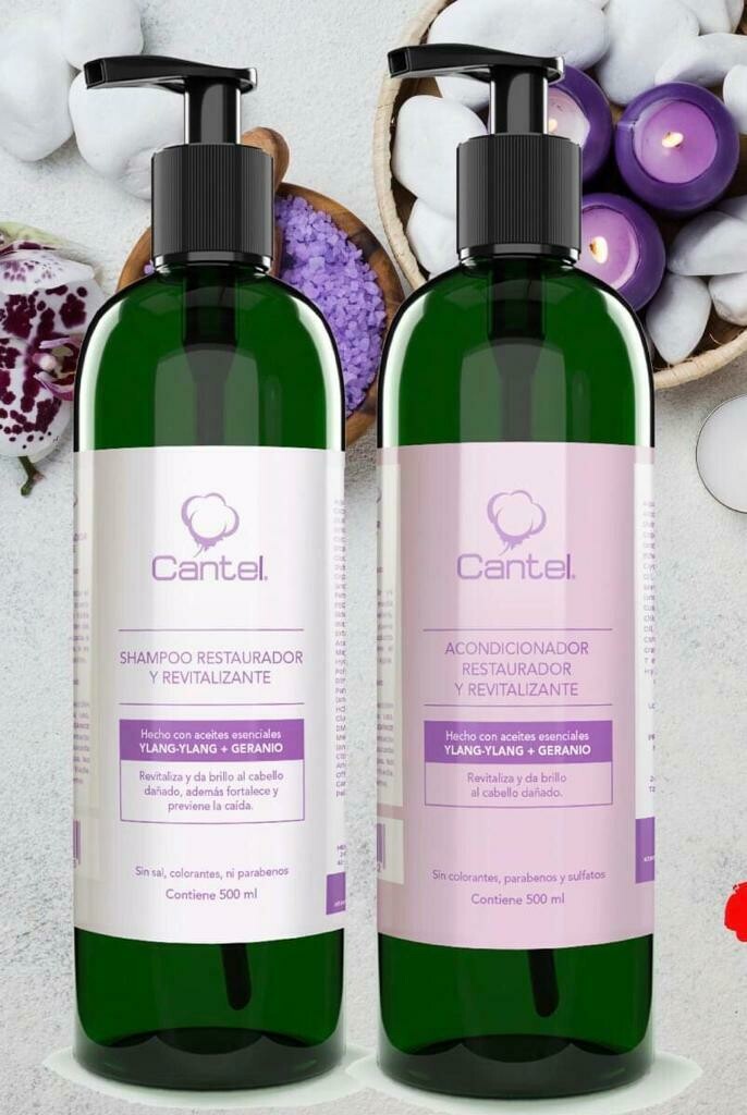 Shampoo O Acondicionador Restaurador Y Revitalizante Con Aceites Esenciales Y lang Y lang & Geranio, Cantel 500 Ml