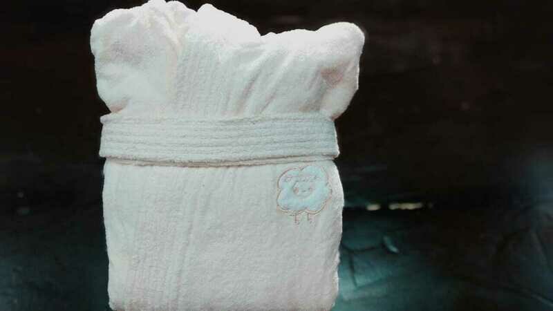Bata Toalla 100% Algodón Rosado Pastel Con Gorro