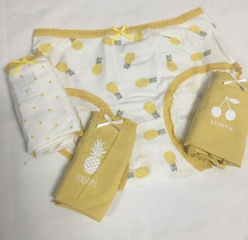 Set De 4 Calzones De Algodón Para Niña Yellow
