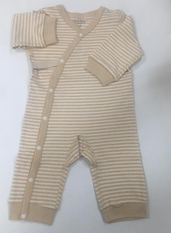 Romper Con Ribbed Algodón Orgánico Rayas Beige