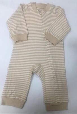 Romper Con Zipper De Algodón Orgánico Rayas Beige