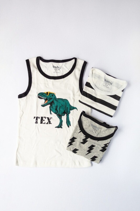 Set de 3 camisetas sin mangas niños Dino/Tibu