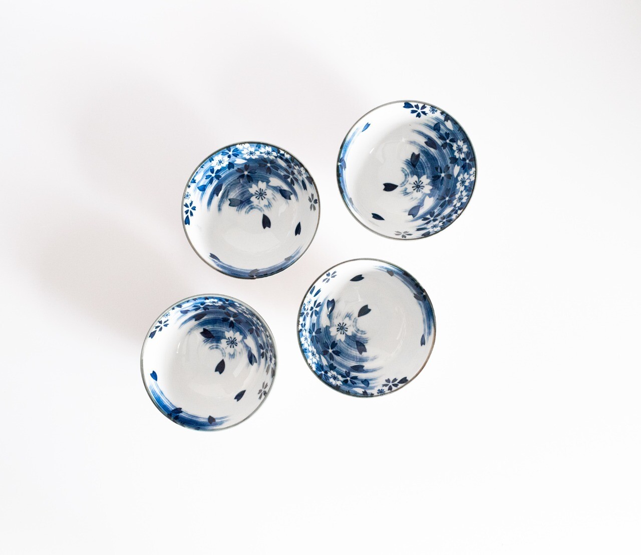 Set de 4 Bowls pequeños blanco/azul 4.5"