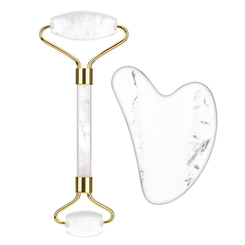 Set de masajeador facial anti edad piedra natural