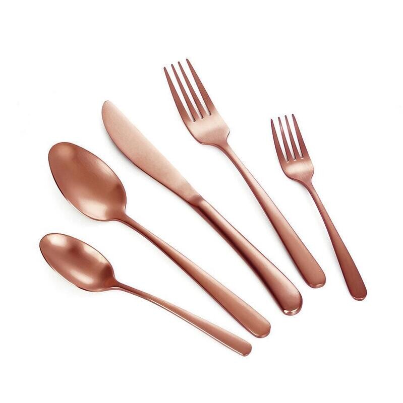 Set De 24 Cubiertos  Oro Rosa Acero Inoxidable
