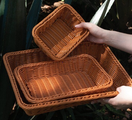 Set de 3 azafatas de rattan s/agarraderas rectangulares