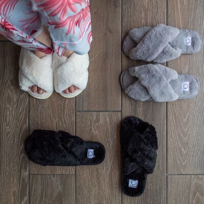Pantuflas Afelpada abierta cruzada