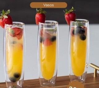 Vaso de vidrio borisilicato doble fondo 150 ml 16.3 cm
