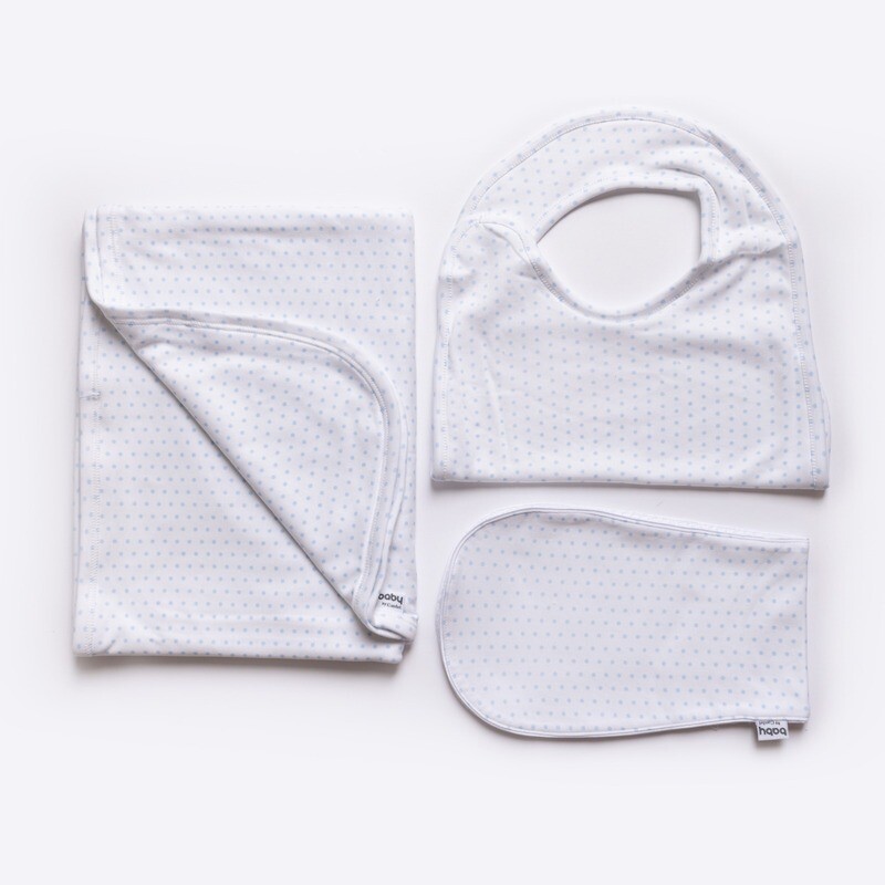 Set para bebé, babero, portababas, swaddle 100% algodón peinado interlook