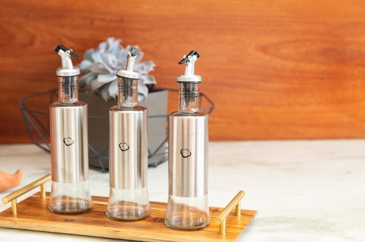 Set de 3 Dispensadores de vidrio para aceite y/o vinagre