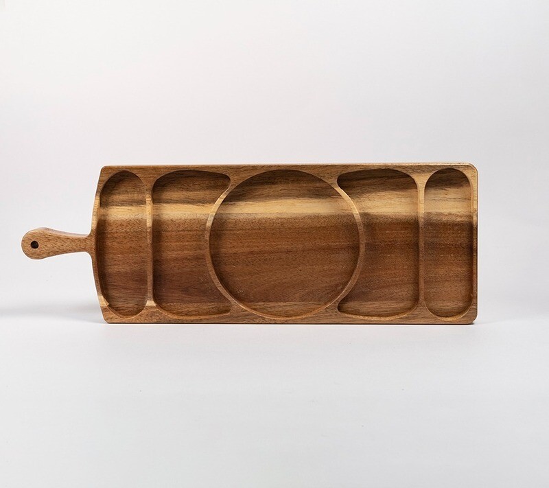 Bandeja Rectangular de Madera con Agarradera para Servir DS10272 43.2x15.2x2.5 Cm