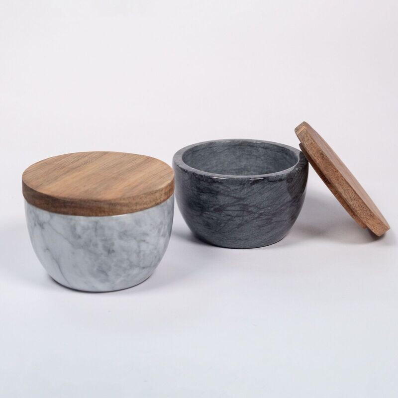 Porta especies de ceramica y tapa de madera 10*10*7cm