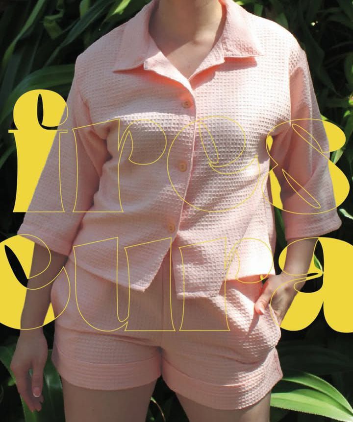 Conjunto para dama tela waffle, short y blusa color peach