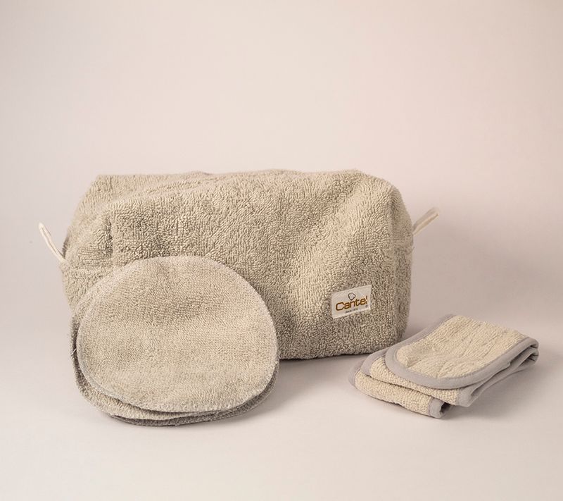 Set De Cosmetiquera De Toalla Tundida Con 1 Bandana Y 6 Desmaquillantes