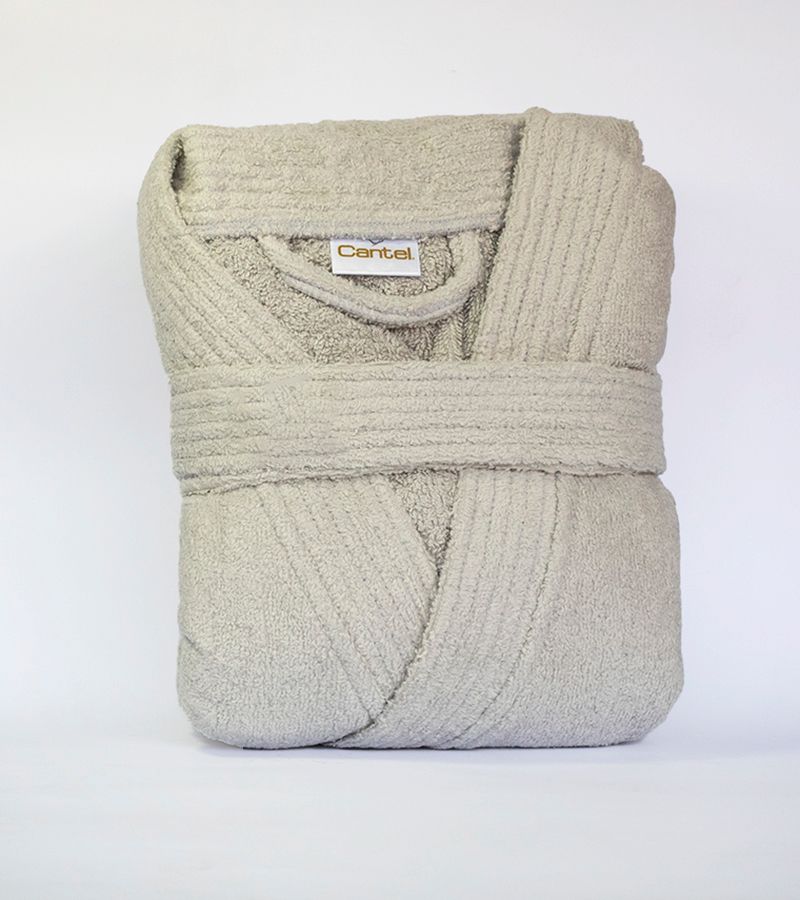 Batas Toalla 100% algodón Gris Con Puño