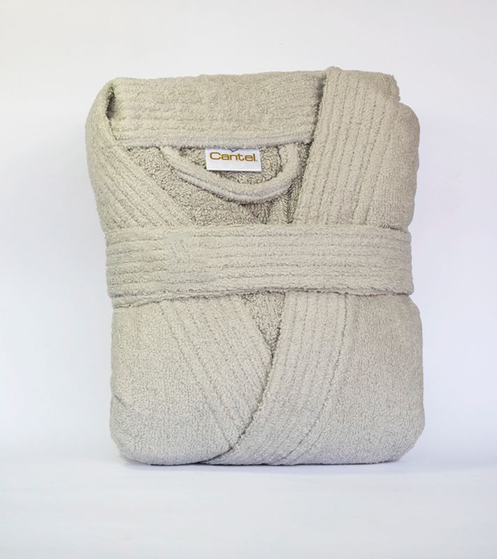 Batas Toalla 100% algodón Gris Con Puño